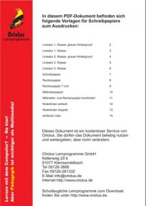 Vorlagen Schreibpapiere Oriolus
